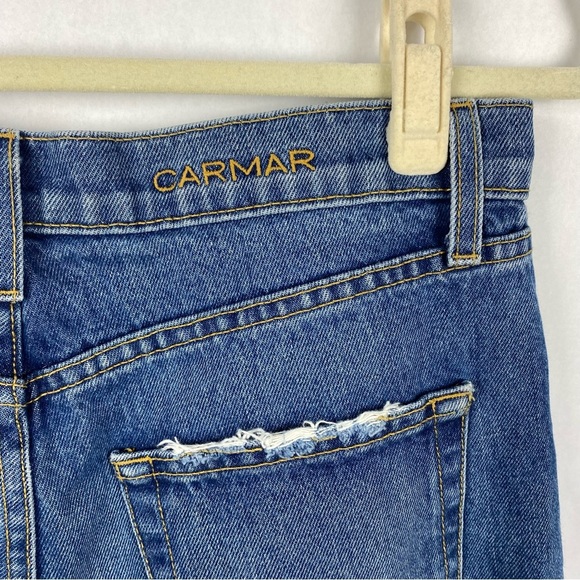 Carmar Button Fly Distressed Jeans Raw Hem Womens Size 28 High Rise Straight - Picture 9 of 9
